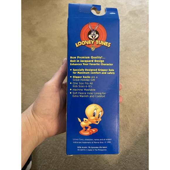 ***VINTAGE*** 1998 NEW LOONEY TUNES JACQUARD‎ SLIPPER SOCKS KIDS 6-8.5 TWEETY - Picture 5 of 16